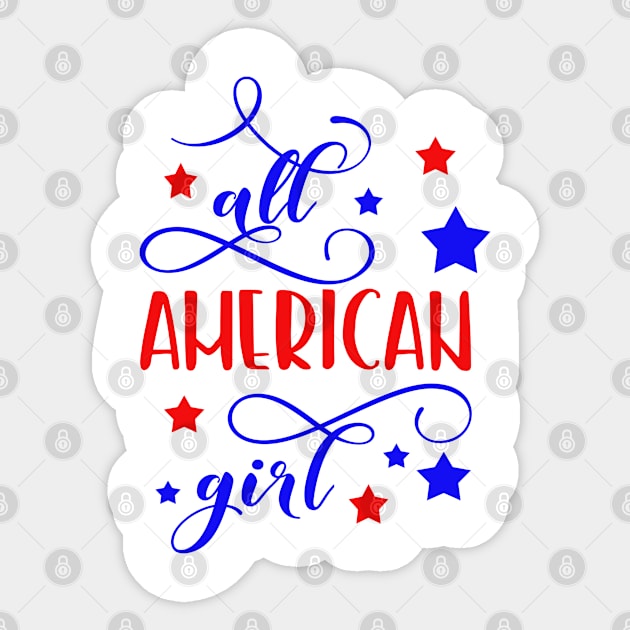 All American girl 4th of July Sticker by TheBlackCatprints